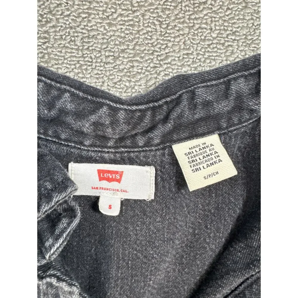 Levi's‎ Denim Dress Mirai Western Short Sleeve Pearl Snap Mini Black Size Small